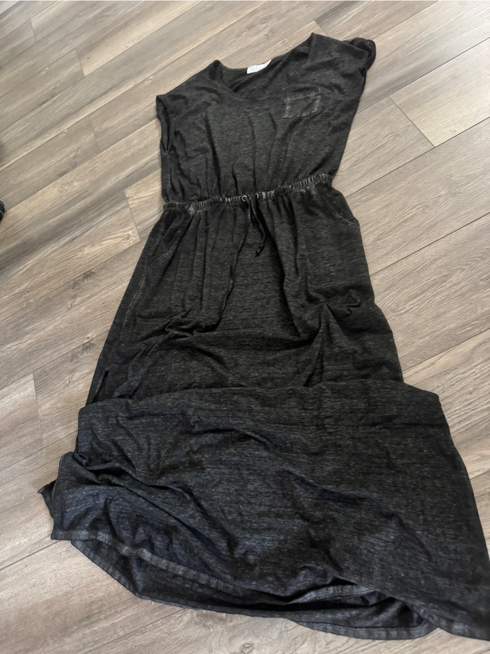 Time and Tru Black V-Neck Drawstring Maxi Dress XL - Picture 6 of 9